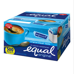 Equal® Zero Calorie Sweetener, 0.035 oz Packets, 500/Box
