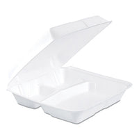 Dart® Foam Hinged Lid Containers, 3-Compartment, 9.25 x 9.5 x 3, White, 200/Carton Food Containers-Takeout Clamshell, Foam - Office Ready