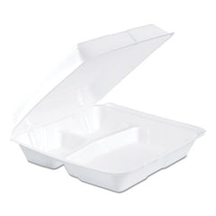 Dart® Foam Hinged Lid Containers, 3-Compartment, 9.25 x 9.5 x 3, White, 200/Carton