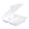 Dart® Foam Hinged Lid Containers, 3-Compartment, 9.25 x 9.5 x 3, White, 200/Carton Food Containers-Takeout Clamshell, Foam - Office Ready