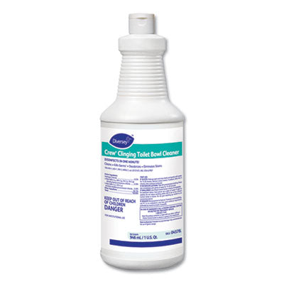 Diversey™ Crew® Clinging Toilet Bowl Cleaner, Floral Scent, Liquid, 1 qt. Bottle, 12/CT Cleaners & Detergents-Bowl Cleaner - Office Ready