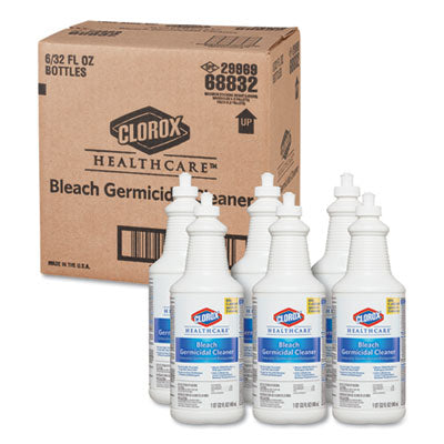 Clorox® Healthcare® Bleach Germicidal Cleaner, 32 oz Pull-Top Bottle, 6/Carton Cleaners & Detergents-Disinfectant/Cleaner - Office Ready