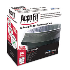AccuFit® Linear Low Density Can Liners with AccuFit® Sizing, 44 gal, 0.9 mil, 37" x 50", Clear, 50/Box