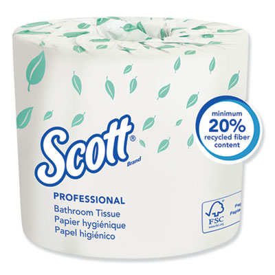 Scott® Essential Standard Roll Bathroom Tissue, Septic Safe, 1-Ply, White, 1210 Sheets/Roll, 80 Rolls/Carton Tissues-Bath Regular Roll - Office Ready