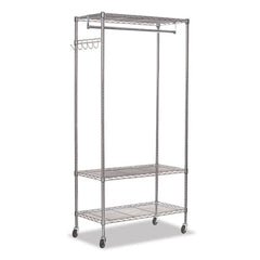 Alera® Wire Garment Rack, 30 Garments, 36w x 18d x 75h, Silver