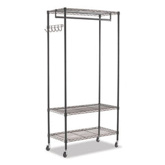 Alera® Wire Garment Rack, 30 Garments, 36w x 18d x 75h, Black