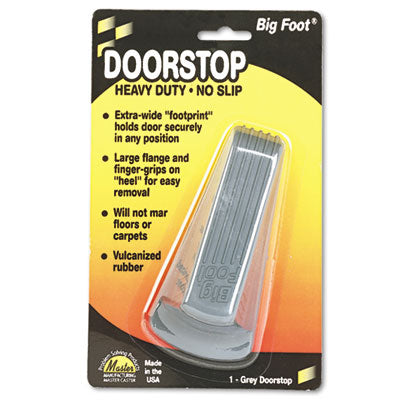 Master Caster® Big Foot® Doorstop, No Slip Rubber Wedge, 2.25w x 4.75d x 1.25h, Gray Door Hardware-Wedge Doorstop - Office Ready