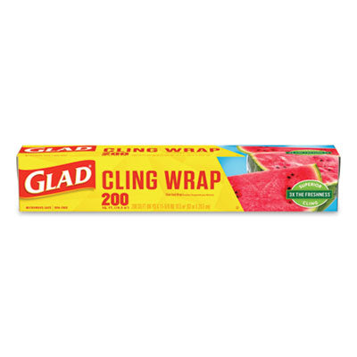 Glad® ClingWrap Plastic Wrap, 200 Square Foot Roll, Clear Plastic Wrap - Office Ready