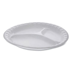 Pactiv Evergreen Unlaminated Foam Dinnerware, 3-Compartment Plate, 10.25" dia, White, 540/Carton