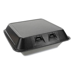Pactiv Evergreen SmartLock® Foam Hinged Containers, Large, 9 x 9.13 x 3.25, Black, 150/Carton