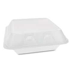 Pactiv Evergreen SmartLock® Foam Hinged Containers, Medium, 3-Compartment, 8 x 8.5 x 3, White, 150/Carton