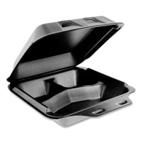 Pactiv Evergreen SmartLock® Foam Hinged Containers, Medium, 3-Compartment, 8 x 8.5 x 3, Black, 150/Carton Food Containers-Takeout Clamshell, Foam - Office Ready