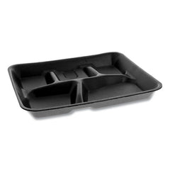 Pactiv Evergreen Lightweight Foam School Trays, 5-Compartment, 8.25 x 10.25 x 1, Black, 500/Carton