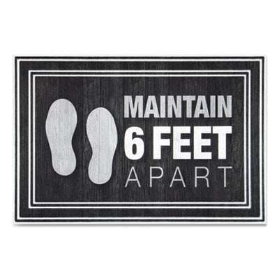 Apache Mills® Social Distancing Message Mats, 24 x 36, Charcoal,