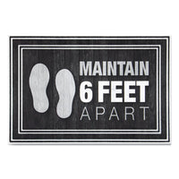 Apache Mills® Social Distancing Message Mats, 24 x 36, Charcoal,