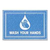 Apache Mills® Social Distancing Message Mats, 24 x 36, Blue,