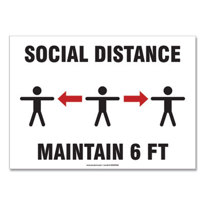 Accuform® Social Distance Signs, Wall, 14 x 10,