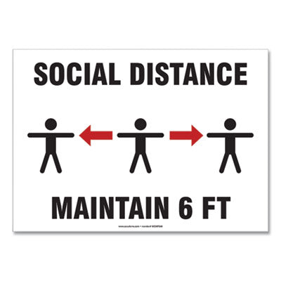 Accuform® Social Distance Signs, Wall, 10 x 7,