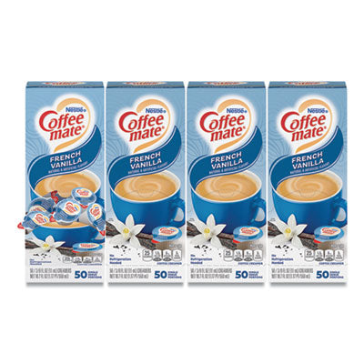 Coffee mate® Liquid Coffee Creamer, French Vanilla, 0.38 oz Mini Cups, 50/Box, 4 Boxes/Carton, 200 Total/Carton Coffee Creamers - Office Ready