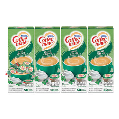 Coffee mate® Liquid Coffee Creamer, Irish Creme, 0.38 oz Mini Cups, 50/Box, 4 Boxes/Carton, 200 Total/Carton Coffee Creamers - Office Ready