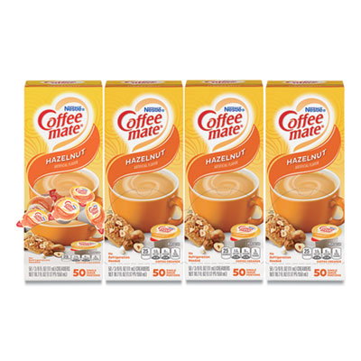 Coffee mate® Liquid Coffee Creamer, Hazelnut, 0.38 oz Mini Cups, 50/Box, 4 Boxes/Carton, 200 Total/Carton Coffee Condiments-Creamer - Office Ready