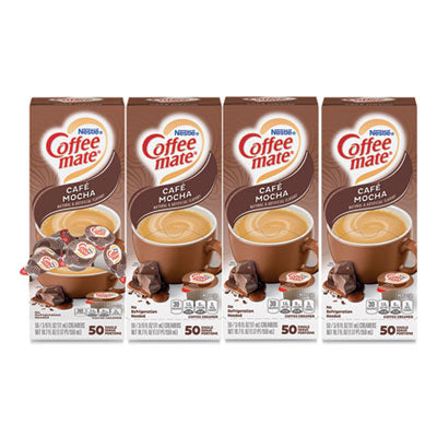 Coffee mate® Liquid Coffee Creamer, Cafe Mocha, 0.38 oz Mini Cups, 50/Box, 4 Boxes/Carton, 200 Total/Carton Coffee Creamers - Office Ready