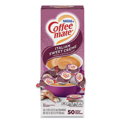 Coffee mate® Liquid Coffee Creamer, Italian Sweet Creme, 0.38 oz Mini Cups, 50/Box Coffee Creamers - Office Ready