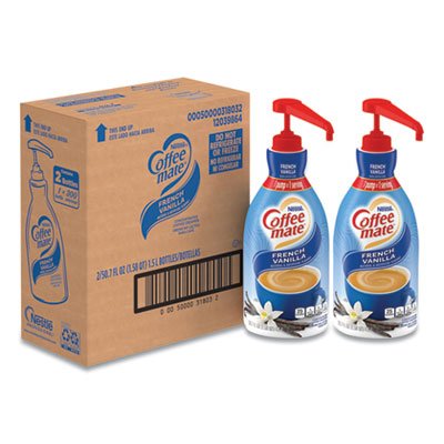 Coffee mate® Liquid Creamer Pump Bottle, French Vanilla, 1.5 Liter Pump Bottle, 2/Carton Coffee Creamers - Office Ready