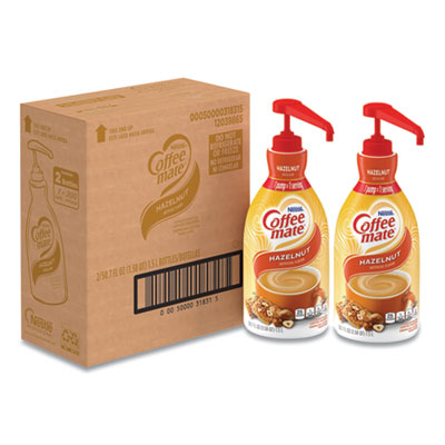 Coffee mate® Liquid Creamer Pump Bottle, Hazelnut, 1.5 Liter Pump Bottle, 2/Carton Coffee Condiments-Creamer - Office Ready