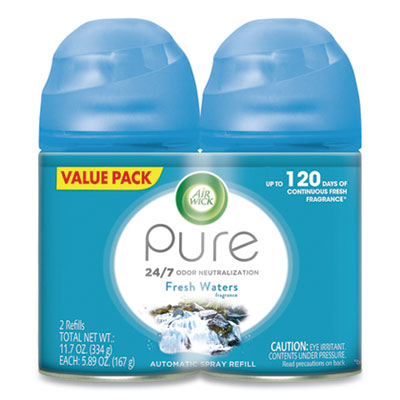 Air Wick® FRESHMATIC®ULTRA Automatic Spray Refills, Fresh Waters, 5.89 oz Aerosol Spray, 2/Pack 3 Packs/Carton Air Fresheners/Odor Eliminators-Aerosol Refill - Office Ready