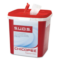 Chicopee S.U.D.S Bucket with Lid, 7.5 x 7.5 x 8, Red/White, 3/Carton