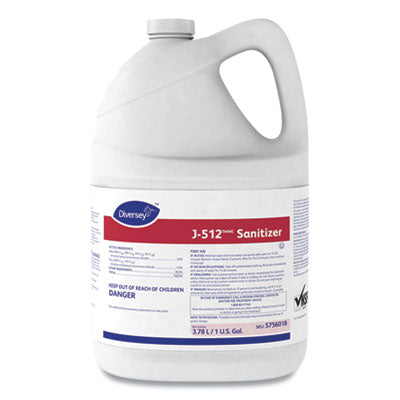 Diversey™ J-512TM/MC Sanitizer, 1 gal, Manual, 4/CT, 1 gal Bottle, 4/Carton Disinfectants/Sanitizers - Office Ready