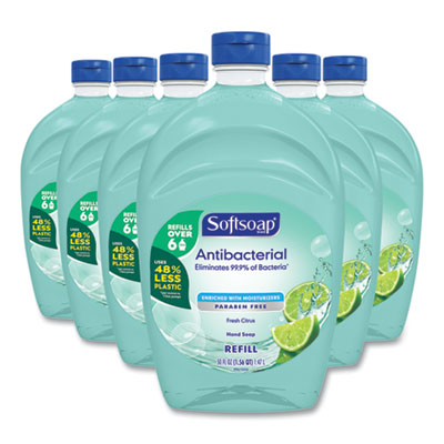 Softsoap® Antibacterial Liquid Hand Soap Refills, Fresh, 50 oz, Green, 6/Carton Liquid Soap, Antibacterial - Office Ready