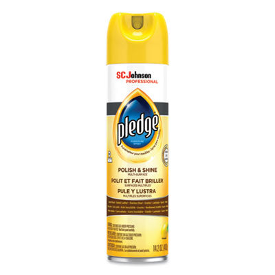 Pledge® Furniture Polish, Lemon, 14.2 oz Aerosol Spray Cleaners & Detergents-Wood Polish/Cleaner - Office Ready