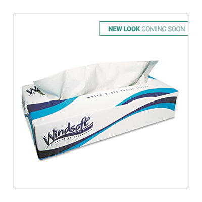 Windsoft® Facial Tissue, 2 Ply, White, Flat Pop-Up Box, 100 Sheets/Box, 30 Boxes/Carton Tissues-Facial - Office Ready