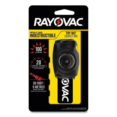 Rayovac® Virtually Indestructible LED Flashlights, 3 AAA Batteries (Included), 30 m Projection, Black Headlamps, LED - Office Ready