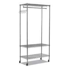 Alera® Wire Garment Rack, 40 Garments, 48w x 18d x 75h, Silver