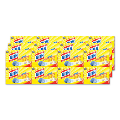 S.O.S® Steel Wool Soap Pads, Steel, 4/Box, 24 Boxes/Carton Scouring Pads/Sticks-Steel Wool Soap Pad - Office Ready
