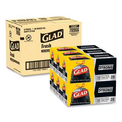 Glad® Drawstring Large Trash Bags, 30 gal, 1.05 mil, 30
