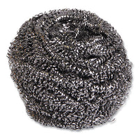 Boardwalk® Stainless Steel Scrubber, Large Size, 2.5 x 2.75, Steel Gray, 12/Carton Scouring Pads/Sticks-Stainless Steel Scrubber - Office Ready