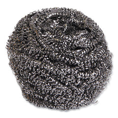 Boardwalk® Stainless Steel Scrubber, Large Size, 2.5 x 2.75, Steel Gray, 12/Carton