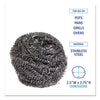 Boardwalk® Stainless Steel Scrubber, Large Size, 2.5 x 2.75, Steel Gray, 12/Carton Scouring Pads/Sticks-Stainless Steel Scrubber - Office Ready