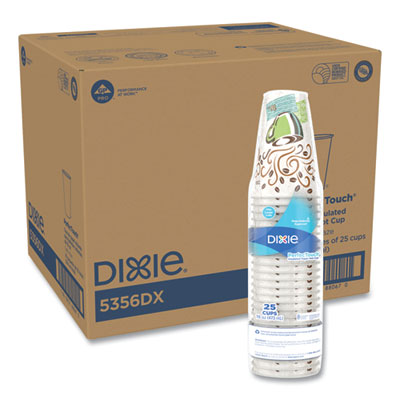 Dixie® PerfecTouch® Paper Hot Cups, 16 oz, Coffee Haze Design, 25 Sleeve, 20 Sleeves/Carton Cups-Hot Drink, Paper - Office Ready