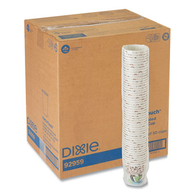 Dixie® PerfecTouch® Paper Hot Cups, 10 oz, Coffee Haze Design, 50 Sleeve, 20 Sleeves/Carton Cups-Hot Drink, Paper - Office Ready