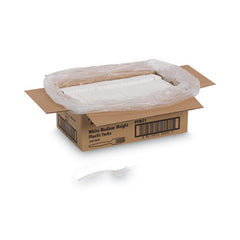 Dixie® Plastic Cutlery, Mediumweight Forks, White, 1,000/Carton