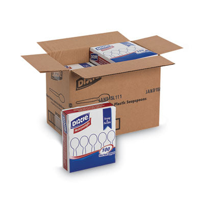 Dixie® Plastic Cutlery, Heavyweight Soup Spoons, White, 1,000/Carton Utensils-Disposable Soup Spoon - Office Ready