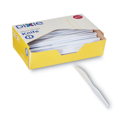 Dixie® Plastic Cutlery, Heavyweight Knives, White, 100/Box Utensils-Disposable Knife - Office Ready