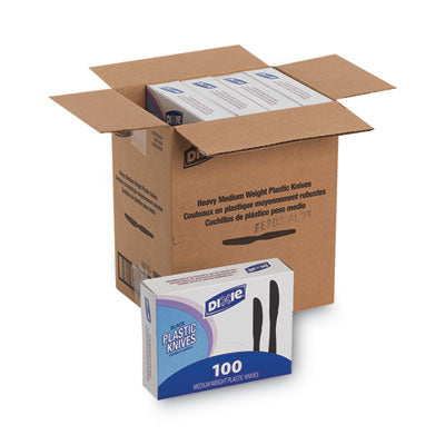 Dixie® Plastic Cutlery, Heavy Mediumweight Knives, Black, 100/Box, 10 Boxes/Carton Utensils-Disposable Knife - Office Ready