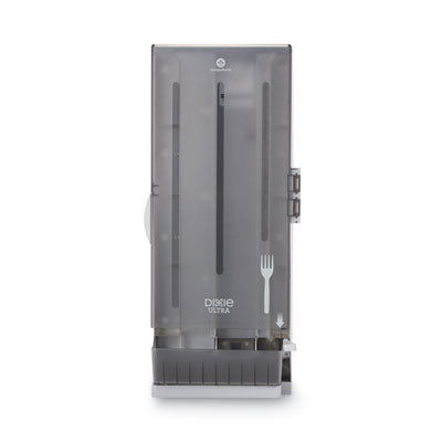 Dixie® SmartStock® Dining Utensil Dispenser, Forks, 10 x 8.78 x 24.75, Smoke Tower Utensil Dispensers - Office Ready