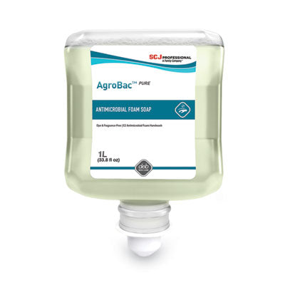 SC Johnson Professional® AgroBac™ Pure Foaming Hand Soap, Unscented, 1 L Refill, 6/Carton Foam Soap Refills, Antimicrobial - Office Ready